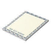 Marineblauw en Crème Schelp Patroon  Notitieblok (Linkerzijde)