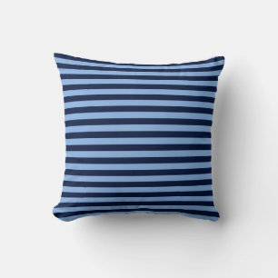 Marineblauw en denimblauwe strepen kussen