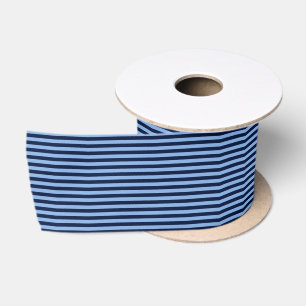 Marineblauw en denimblauwe strepen satijnen lint