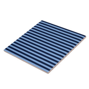 Marineblauw en denimblauwe strepen tegeltje