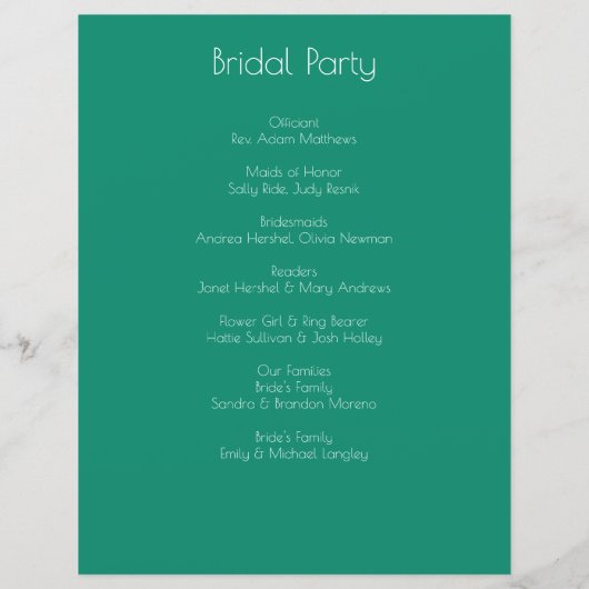 Marineblauw en Diep Groen Botanisch Huwelijksprogr (Achterkant)