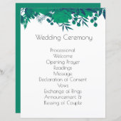 Marineblauw en Diep Groen Botanisch Huwelijksprogr (Voorkant / Achterkant)