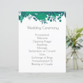 Marineblauw en Diep Groen Botanisch Huwelijksprogr (Staand voorkant)