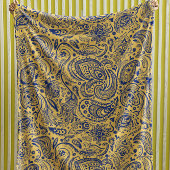 Marineblauw en geel  bloemen Paisley Fleece Deken