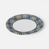 Marineblauw en Geel Goud Goud Grenzige Grens Papieren Bordje (Gekanteld)