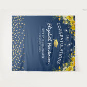 Marineblauw en gele bloemen achtergrond voor afstu wandkleed (Voorkant (horizontaal))