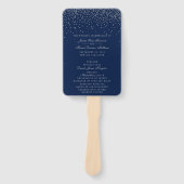 Marineblauw en glamour zilver confetti huwelijkspr handwaaier (Voorkant)