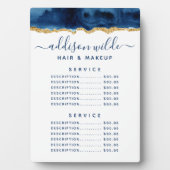 Marineblauw en goud aquarel Prijs Menu Bord Fotoplaat (voorkant)
