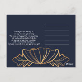 Marineblauw en goud bloemmotief Dank je wel Briefkaart (Achterkant)