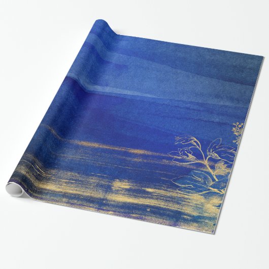 Marineblauw en Goud Cadeaupapier (Uitgerold)