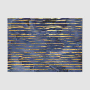 Marineblauw en goud gestreept patroon tissuepapier