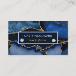 Marineblauw en goud glinsterend agaat visitekaartje