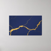 Marineblauw en Goud Kintsugi Abstract Canvas Afdruk (Voorkant)