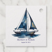 Marineblauw en goud maritiem boot gouden lijst tro bedankjes labels (Achterkant)