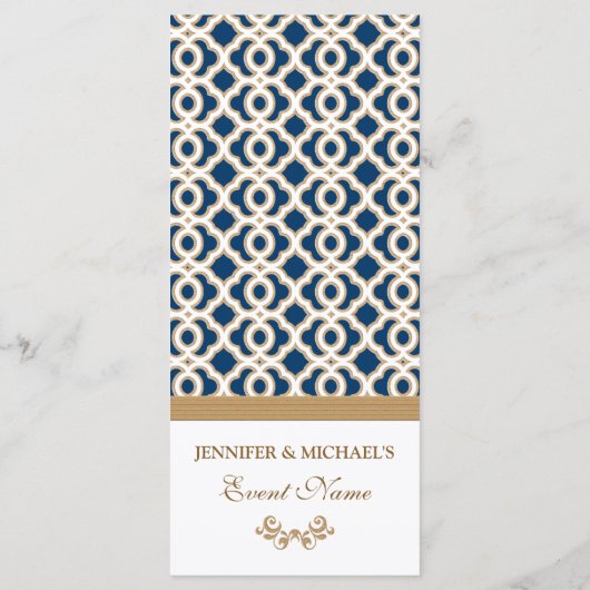 Marineblauw en Goud Marokkaans Menu (Achterkant)