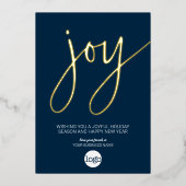 Marineblauw en goud met kerstcadeautjes voor Joy B Folie Feestdagenkaart (Voorkant)