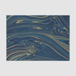 Marineblauw en Goud Modern Glam Marmeren Elegant Tissuepapier