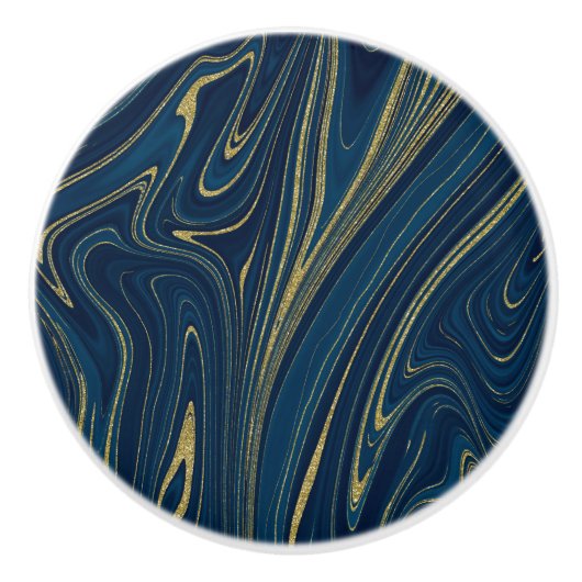 Marineblauw en goud moderne glamour marmeren chiqu keramische knop (Voorkant)