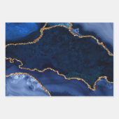 Marineblauw en goud nep glitters agaat inpakpapier vel (Voorkant 2)