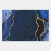 Marineblauw en goud nep glitters agaat inpakpapier vel (Voorkant)
