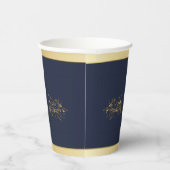 Marineblauw en Goud Vijftigste Bruiloft Jubileum Papieren Bekers (Rechts)