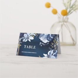Marineblauw en goud waterverf bloem tafel zitplaat plaatskaartje