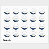 Marineblauw en goud waterverf ronde sticker (Vel)