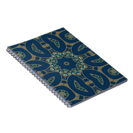 Marineblauw en gouden geometrisch achthoekpatroon notitieboek