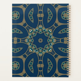 Marineblauw en gouden geometrisch achthoekpatroon planner