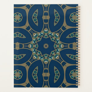 Marineblauw en gouden geometrisch achthoekpatroon planner