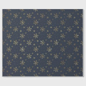  marineblauw en gouden kerstsneeuwvlok cadeaupapier (Vlak)