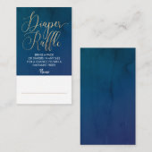 Marineblauw en Gouden Luier Raffle Ticket Informatiekaartje (Voorkant / Achterkant)