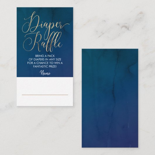 Marineblauw en Gouden Luier Raffle Ticket Informatiekaartje (Voorkant / Achterkant)