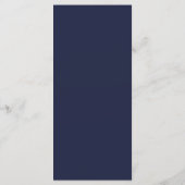 Marineblauw en gouden monogram trouwdiner menu (Achterkant)