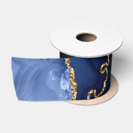 Marineblauw en gouden namaak glitters agaat satijnen lint