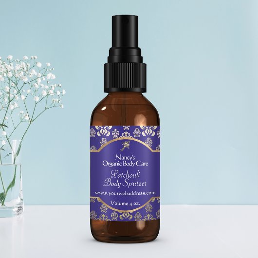 Marineblauw en goudkleurige folie dameskosmeel 1 vierkante sticker