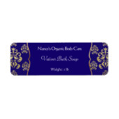 Marineblauw en goudkleurige folie, dameskosmeel 2 etiket (Voorkant)