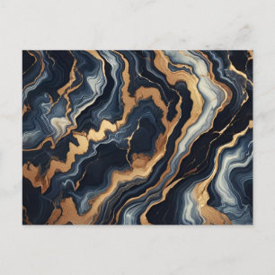 Marineblauw en goudmarmer Schilderen Abstract Briefkaart