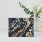 Marineblauw en goudmarmer Schilderen Abstract Briefkaart (Staand voorkant)