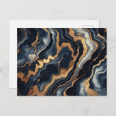 Marineblauw en goudmarmer Schilderen Abstract Briefkaart (Voorkant / Achterkant)