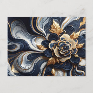 Marineblauw en goudmarmer Schilderen Abstract Briefkaart