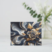 Marineblauw en goudmarmer Schilderen Abstract Briefkaart (Staand voorkant)