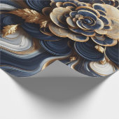 Marineblauw en goudmarmer Schilderen Abstract Cadeaupapier (Hoek)