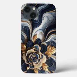 Marineblauw en goudmarmer Schilderen Abstract Case-Mate iPhone Case