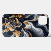 Marineblauw en goudmarmer Schilderen Abstract Case-Mate iPhone Case (Achterkant (horizontaal))