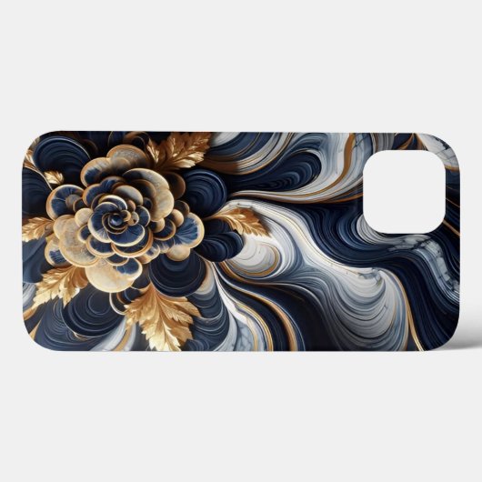 Marineblauw en goudmarmer Schilderen Abstract Case-Mate iPhone Case (Achterkant (horizontaal))