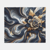 Marineblauw en goudmarmer Schilderen Abstract Fleece Deken (Voorkant (Horizontaal))