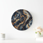 Marineblauw en goudmarmer Schilderen Abstract Grote Klok (Huis)