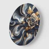 Marineblauw en goudmarmer Schilderen Abstract Grote Klok (Hoek)