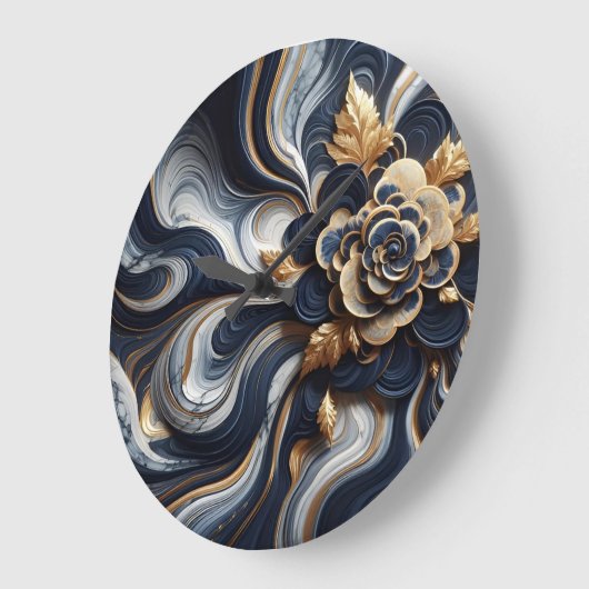 Marineblauw en goudmarmer Schilderen Abstract Grote Klok (Hoek)